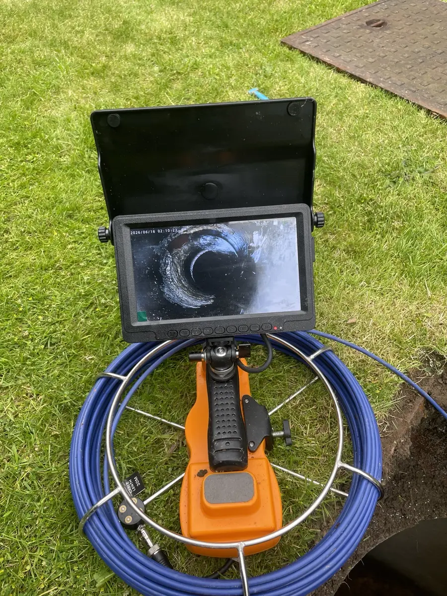 CCTV drain camera and monitor used to inspect pipework for rat access